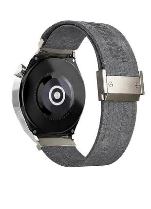 Ремешок nylon metal lock универсальный 22 mm для смарт-часов серый с металлической застежкой