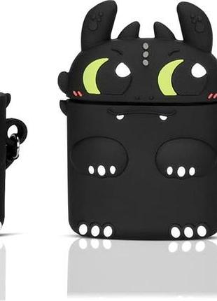Чехол для airpods dragon black силиконовый с защитой от ударов и микрофиброй внутри