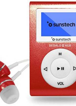 Mp3-плеєр sunstech dedalo iii 8gb fm red, радіо, диктофон, кліпса