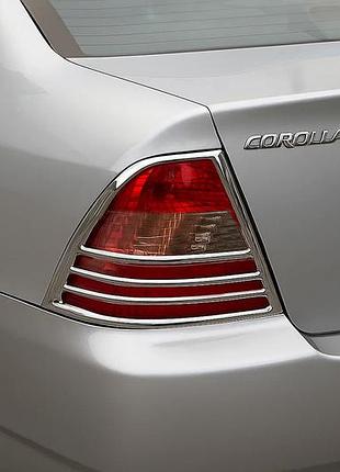 Хром накладки на задние фонари (2002-2004, 2 шт, пластик) для toyota corolla