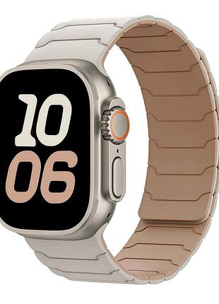 Ремешок armor magnetic bracelet для apple watch series 3 42 mm 4 44 mm 7 45 mm 8 49 mm силиконовый защитный starlight&milk tea