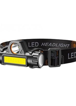 Акумуляторний led-налобний ліхтарик high power headlamp з потужним світлом для активного відпочинку black