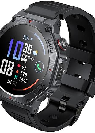 Смарт-годинник hoco y37 bluetooth-дзвінки круглий дисплей 1.43 дюйма водозахист ip68 металевий корпус