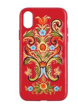 Чохол накладка pu-шкіра для iphone x xs захист камери з мікрофіброю всередині червоний