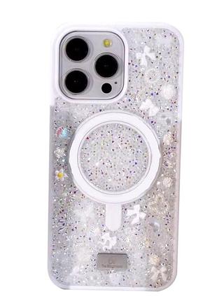 Чехол накладка bling world bobi case с magsafe для iphone 16 pro max полиуретановый белый