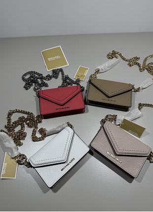 Жіноча шкіряна міні-сумка через плече michael kors jet set saffiano оригінальна шкіра сафʼяно з довгим ремінцем
