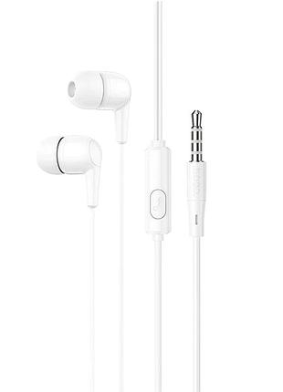 Наушники с микрофоном 3.5mm 10мм динамики длина провода 1.2м hoco m97 enjoy white