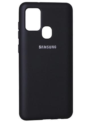 Чехол силиконовый для samsung a21s a217 защитный с микрофиброй внутри черный