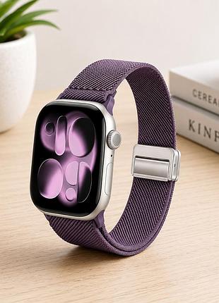 Ремешок striped magnetic buckle strap для apple watch series 3 42 mm 4 44 mm 7 45 mm 8 49 mm дымчатый фиолетовый
