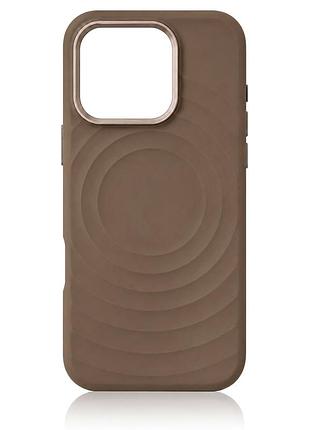 Чохол силіконовий wave case з magsafe для iphone 14 pro max захисний коричневий із м'яким внутрішнім оздобленням brown