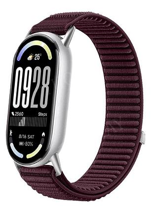 Ремінець nylon loop для xiaomi mi band 8 9 10 металевий з комфортною посадкою сливовий