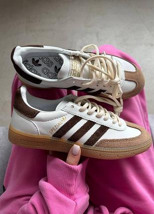 😍 женские кроссовки adidas spezial | white / brown premium (1)