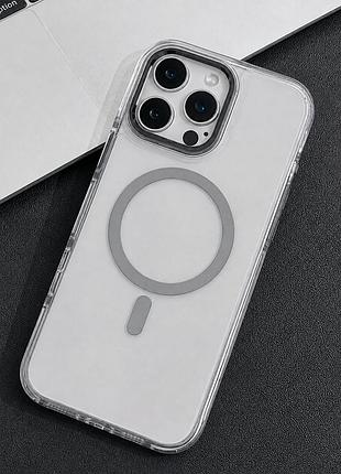 Силиконовый чехол с magsafe для apple iphone 13 pro max серый противоударный с защитой камеры grey