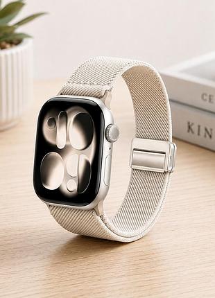 Ремінець striped magnetic buckle strap для apple watch series 3 42 mm 4 44 mm 7 45 mm 8 49 mm starlight.