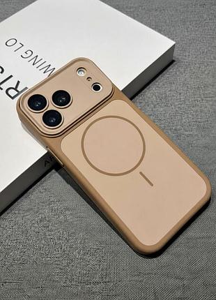 Силиконовый чехол full camera armor case с magsafe для iphone 17 pro защитный коричневый