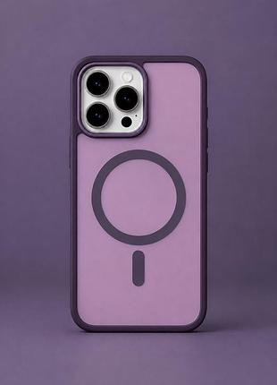 Чохол силіконовий smoky case з magsafe для iphone 15 pro max захист камери фіолетовий