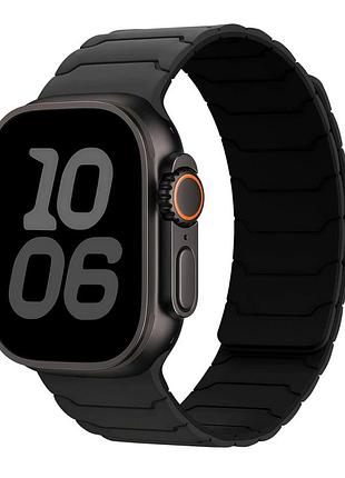 Ремінець armor magnetic bracelet для apple watch series 3 4 7 8 силіконовий з магнітною застібкою чорний carbon black.