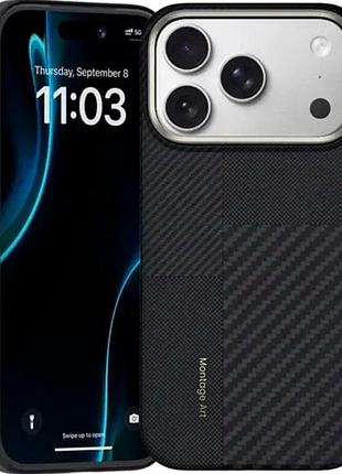 Чехол противоударный benks armorair montage для iphone 17 pro max карбон и силикон защита камеры черный