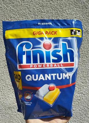 Капсули для посудомийної машини finish quantum giga pack 140 шт – потужне очищення
