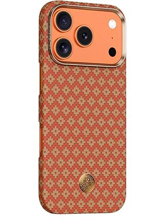 Противоударный чехол benks armorair armorgrid для iphone 17 pro max карбон и силикон защита камеры оранжевый