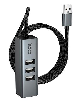 Хаб usb 3.0 3 порти та rj45 алюмінієвий hoco hb1d для під'єднання пристроїв