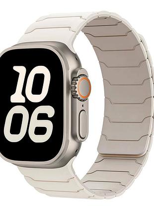 Ремінець armor magnetic bracelet для apple watch series 3 42 mm 4 44 mm 7 45 mm 8 49 mm силіконовий легкий персиковий з зірковим