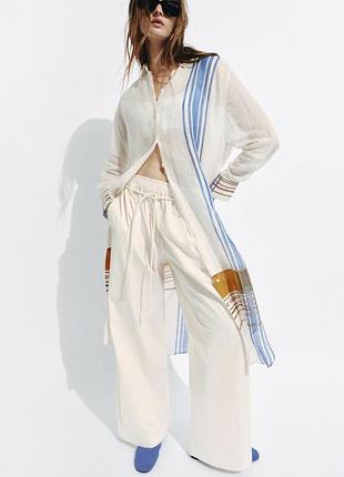 Вільні штани з попліну zw колекція zara