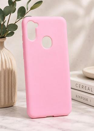 Силиконовый чехол original silicone case для samsung a11 2019 защита от ударов розовый