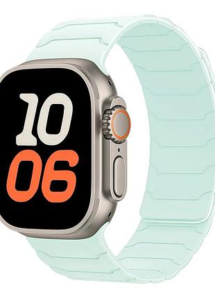 Ремінець armor magnetic bracelet силиконовий для apple watch series 3 42 mm 4 44 mm 7 45 mm 8 49 mm м'ятний green