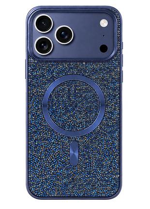 Чехол накладка swarovski case с magsafe для iphone 17 pro пластиковый tpu защитный с блестками blue
