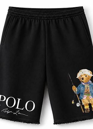 Оверсайз шорты ralph lauren polo bear черные