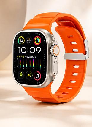 Ремінець silicon ribbed для apple watch series 3 42 mm 4 44 mm 7 45 mm 8 49 mm оранжевый для активного отдыха orange