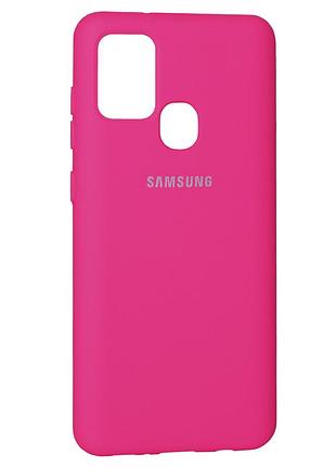 Чехол силиконовый original silicone cover для samsung a21s a217 защита камеры hot pink