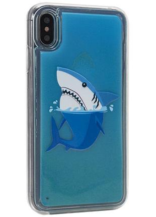 Чехол tpu liquid glow с защитой для xiaomi redmi 7 дизайн shark противоударный blue