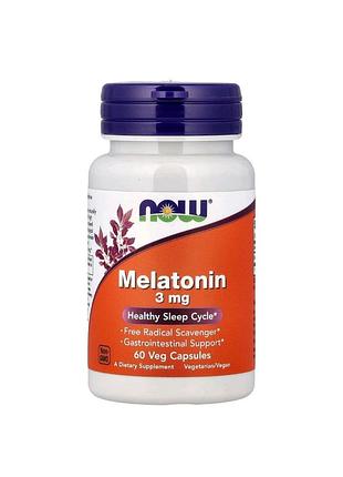 Мелатонін now foods melatonin 3 мг 60 капсул для покращення сну
