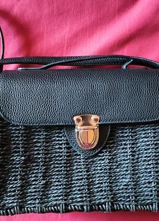 Черная плетеная сумка primark