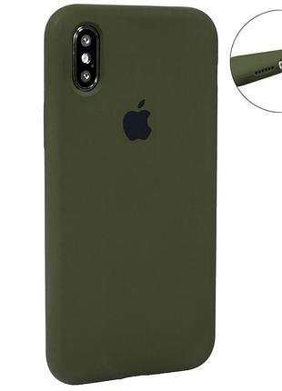 Чохол силіконовий original silicone case для iphone x xs захисний із мікрофіброю всередині khaki