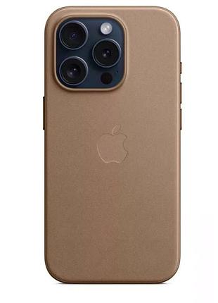 Чехол накладка leather case с magsafe для apple iphone 15 pro pu кожа защитный тауpe