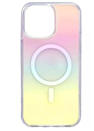 Чехол накладка rainbow case с magsafe для apple iphone 15 полиуретановый защитный с ярким дизайном blue