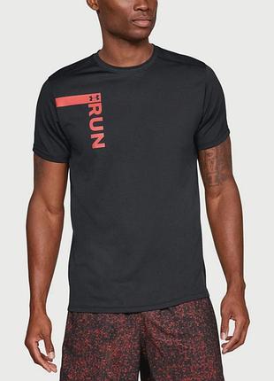 Чоловіча чорна легка спортивна футболка для бігу та тренувань under armour run оригінал андер армор бігова