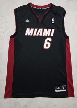 Баскетбольна майка adidas miami heat lebron james #6 nba jersey