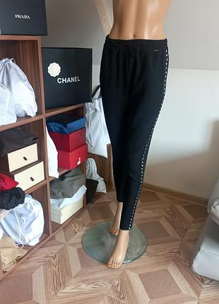 Liu jo! оригинал! стильные черные брюки джоггеры с ломпасами