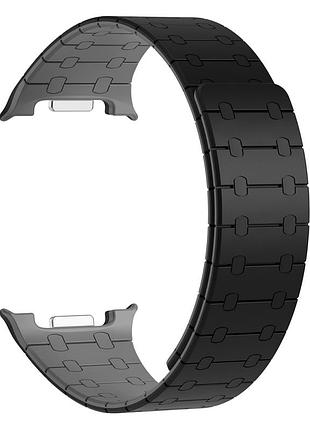 Ремешок magic silicon для samsung watch 8 черный с металлическими вставками black&grey