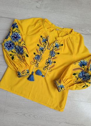 Вышиванка для девочки лен+ хлопок +вискоза