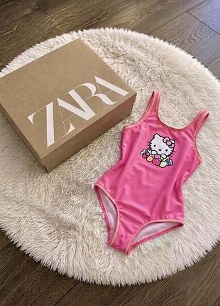Купальник для дівчинки суцільний zara hello kitty 152, сдельный купальник девочке розовый zara