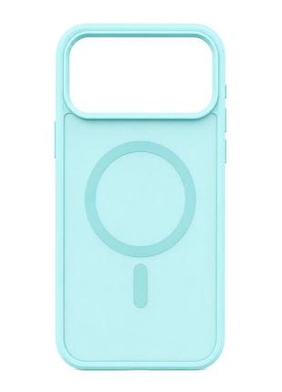 Силиконовый чехол smoky case с magsafe для iphone 17 pro защита камеры pale cyan