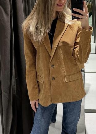 Замшевий піджак жакет zara