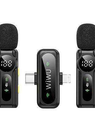 Бездротовий петличний мікрофон usb c і lightning із затримкою 22 мс модель wiwu wi-wm007