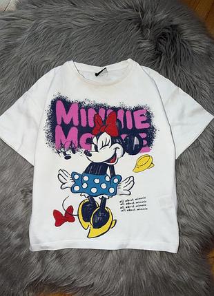 Крута стильна бавовняна футболка oversize з minnie на дівчинку 5р matalan