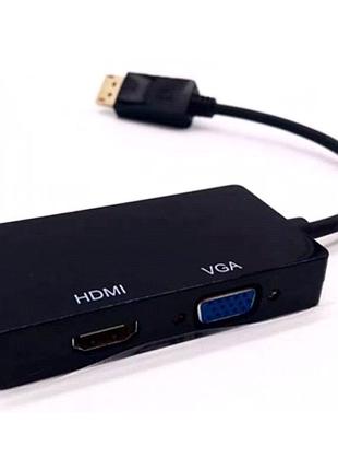 Переходник dp на vga hdmi dvi 3 в 1 для подключения к мониторам и проекторам